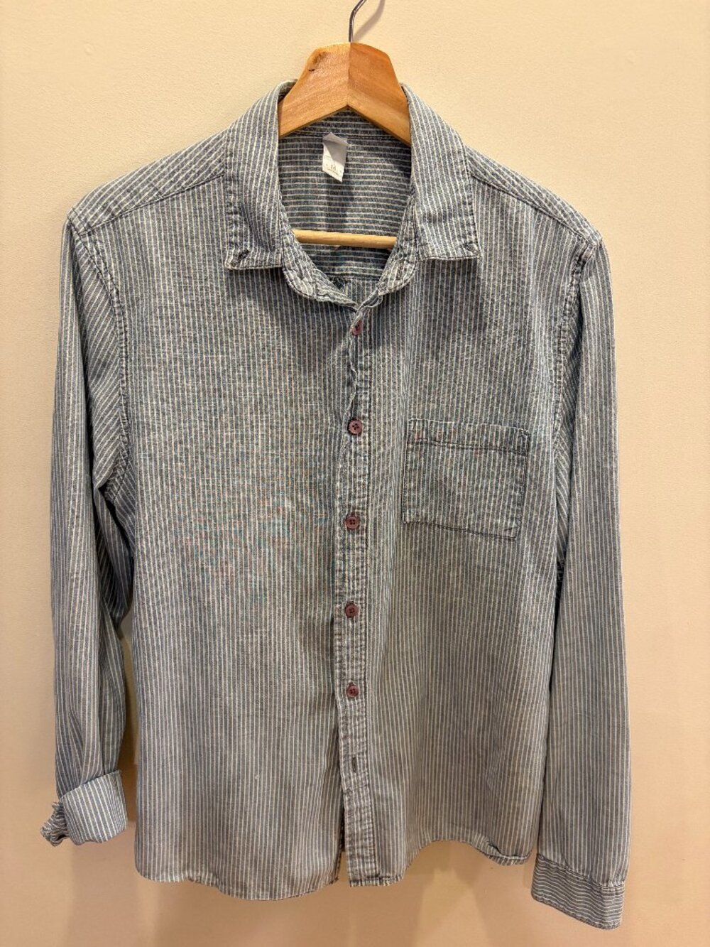 Alternative Apparel Blue & White Striped Button-Down Shirt Men’s Medium